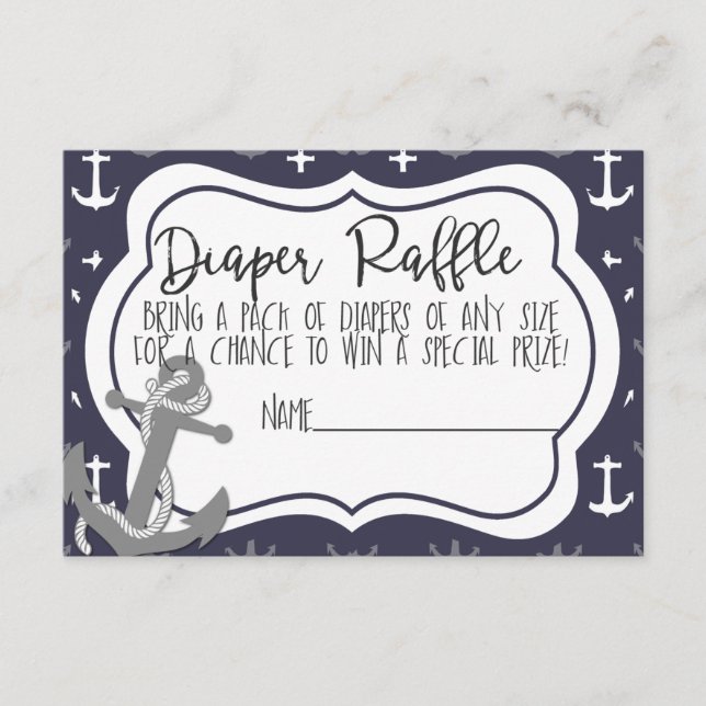 Nautical Baby Shower Boy Ahoy Its a Boy diaper Enclosure Card (Front)