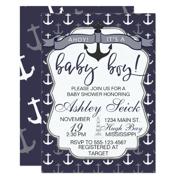 Nautical Baby Shower Boy Ahoy Its A Boy Invite
