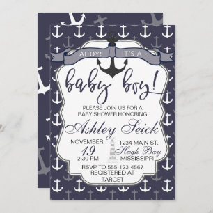 Nautical Baby Shower Boy Ahoy Its a Boy Invite