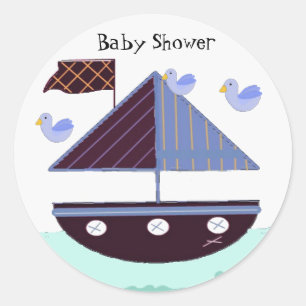 Nautical Baby Shower Classic Round Sticker