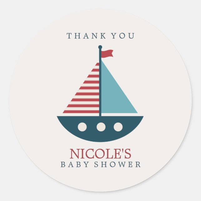 Nautical Baby Shower Classic Round Sticker (Front)