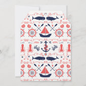 Nautical Baby Shower Coral Navy Whales Octopus Invitation (Back)