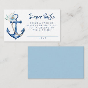 Nautical Baby Shower Diaper Raffle Card   Blue Anc