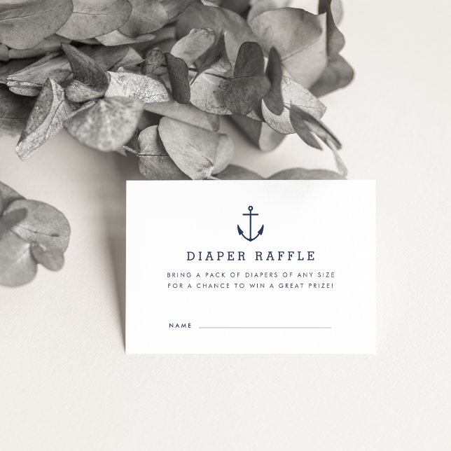 Nautical Baby Shower Diaper Raffle Cards | Navy