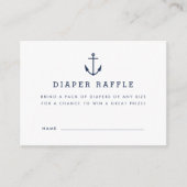 Nautical Baby Shower Diaper Raffle Cards | Navy (Front)