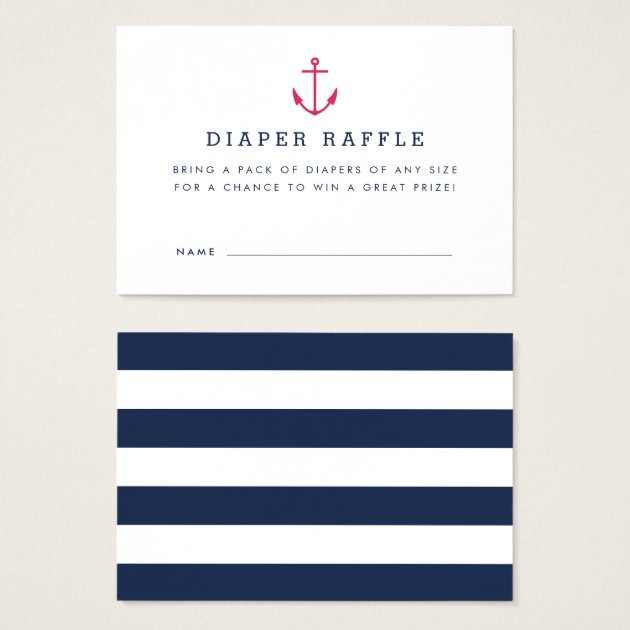 Nautical Baby Shower Diaper Raffle Invitations | Pink