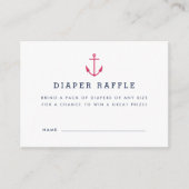 Nautical Baby Shower Diaper Raffle Cards | Pink (Front)