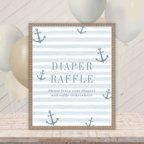 Nautical Baby Shower Diaper Raffle Table Sign