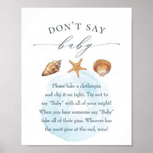 Nautical Baby Shower Dont Say Baby Game Poster