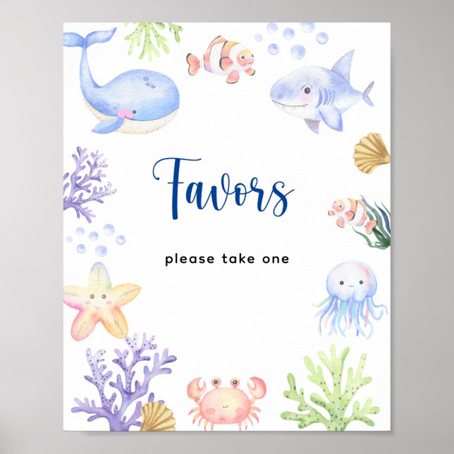 Nautical baby shower - favors, please take one poster (Front)