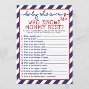 Nautical Baby Shower Game Who Knows Mommy Best Invitation