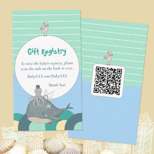 Nautical Baby Shower Gift Registry QR Code Green Enclosure Card