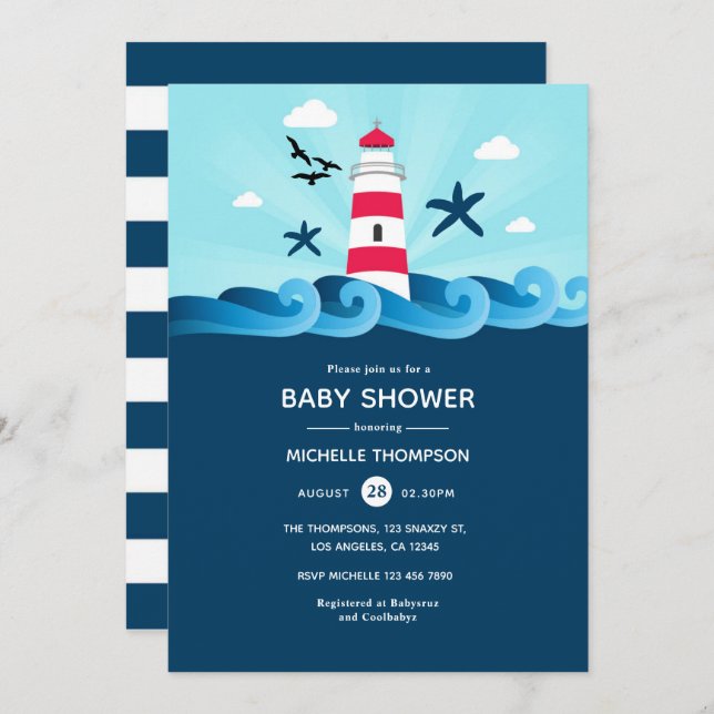 Nautical Baby Shower Invitation (Front/Back)
