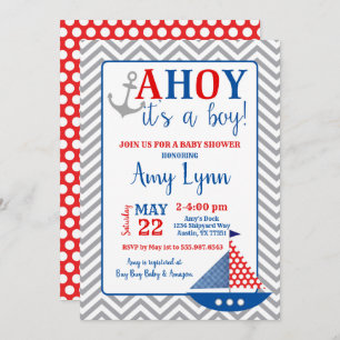 Nautical Baby Shower Invitation Ahoy Its A Boy