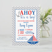 Nautical Baby Shower Invitation Ahoy Its A Boy (Standing Front)
