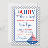 Nautical Baby Shower Invitation Ahoy Its A Boy (Front)