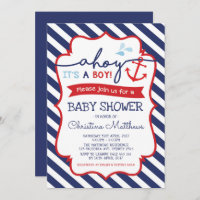 Nautical Baby Shower Invitation Ahoy It's a Boy!