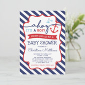 Nautical Baby Shower Invitation Ahoy It's a Boy! (Standing Front)