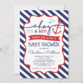 Nautical Baby Shower Invitation Ahoy It's a Boy! (Front)