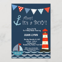 Nautical Baby Shower Invitation, Ahoy It's A Boy! Invitation