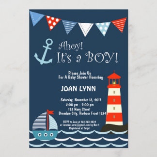 Nautical Baby Shower Invitation, Ahoy It's A Boy! Invitation