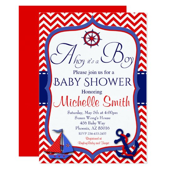 Nautical Baby Shower Invitation Ahoy It S A Boy Zazzle Nautical Baby Shower Invitation Ahoy It S A Boy