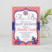 Nautical Baby Shower Invitation, Ahoy it's a Boy Invitation (Standing Front)
