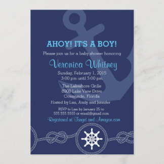 Nautical Baby Shower Invitation, Ahoy! Its a Boy! Invitation