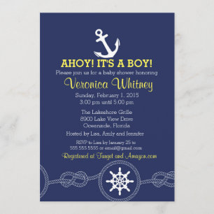 Nautical Baby Shower Invitation, Ahoy! Sailing Invitation