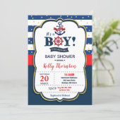 Nautical Baby Shower Invitation Boy (Standing Front)