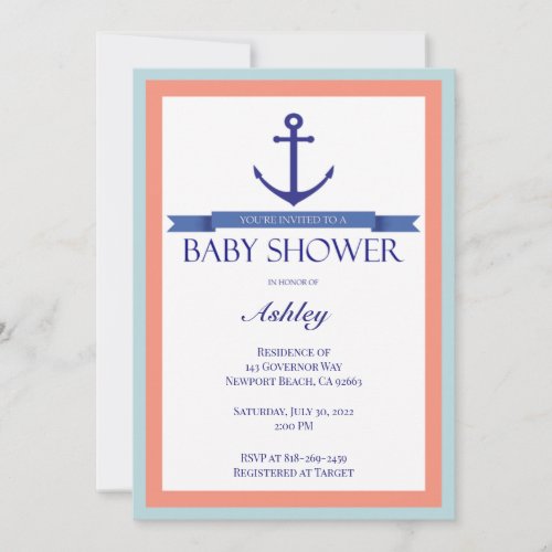 Nautical Baby Shower Invitation Boy