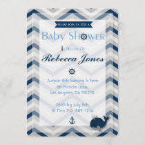 Nautical Baby Shower Invitation Boy Blue Chevron