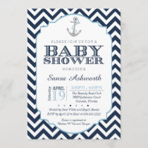 Nautical Baby Shower Invitation, Chevron boy blue Invitation