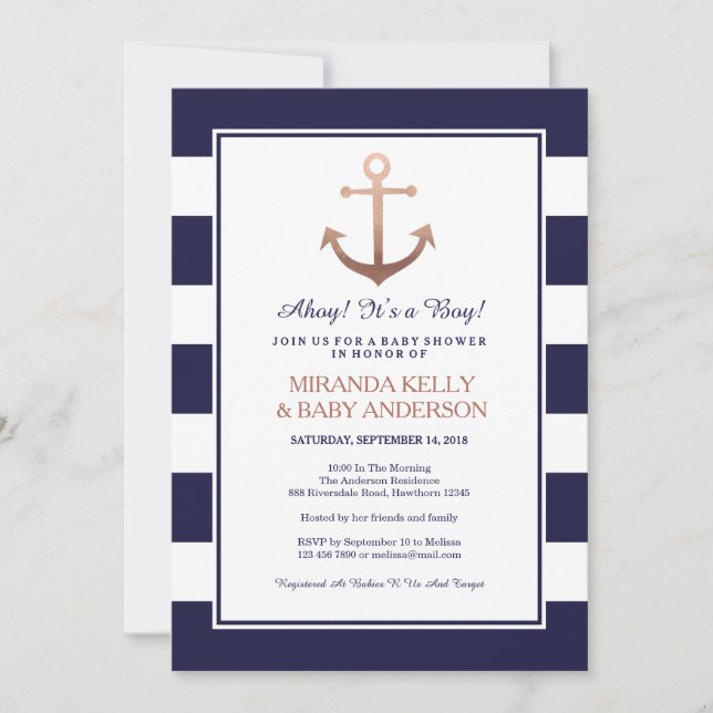 Nautical baby shower invitation, nautical invite (Front)