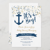 Nautical Baby Shower Invitation- Navy and Gold Invitation (Front/Back)