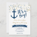 Nautical Baby Shower Invitation- Navy And Gold Invitation at Zazzle