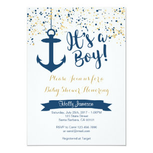 Nautical Baby Shower Invitations Zazzle Nautical Baby Shower Invitation Navy And Gold
