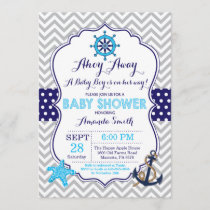 Nautical Baby Shower Invitation Navy Blue Gray