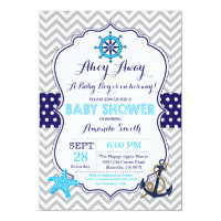 Nautical Baby Shower Invitation Navy Blue Gray
