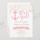 Nautical Baby Shower Invitation- Pink and Gold