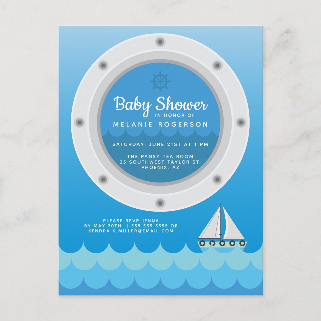 Nautical Baby Shower Invitation Postcard Zazzle