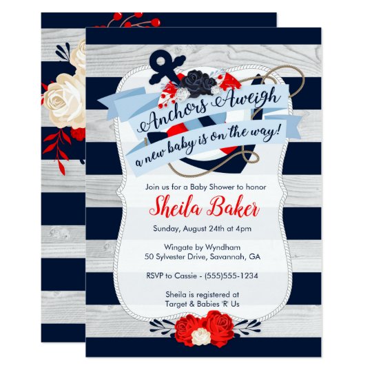 Nautical Baby Shower Invitation Sailor Theme