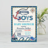 Nautical Baby Shower Invitation Twins (Standing Front)