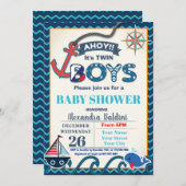 Nautical Baby Shower Invitation Twins (Front/Back)