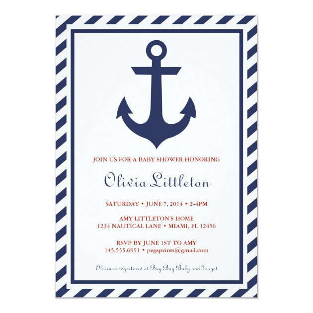 Nautical Baby Shower Invitations - Ahoy It's A Boy