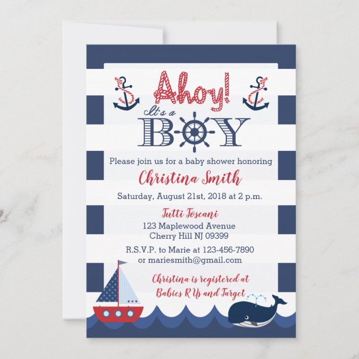 Nautical Baby Shower Invitations Boy Zazzle Com