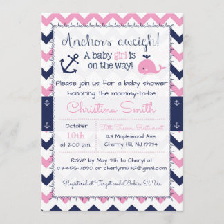 Nautical Baby Shower Invitations for a Girl