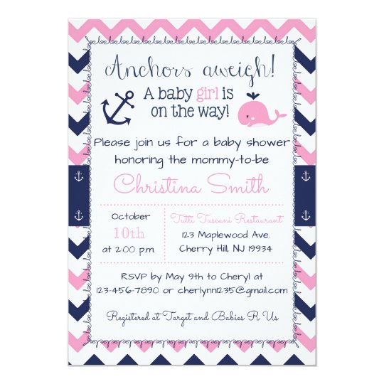 Nautical Baby Shower Invitations for a Girl | Zazzle.com