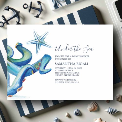 Nautical Baby Shower Invitations Watercolor