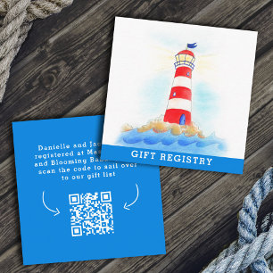 Nautical baby shower lighthouse blue registry enclosure card